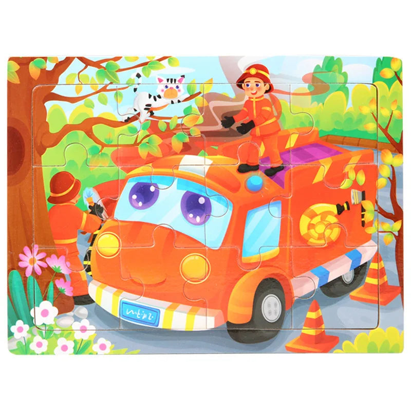 12-Piece Wooden Animal Jigsaw Puzzle – Montessori Educational Toy for Baby or Kids
