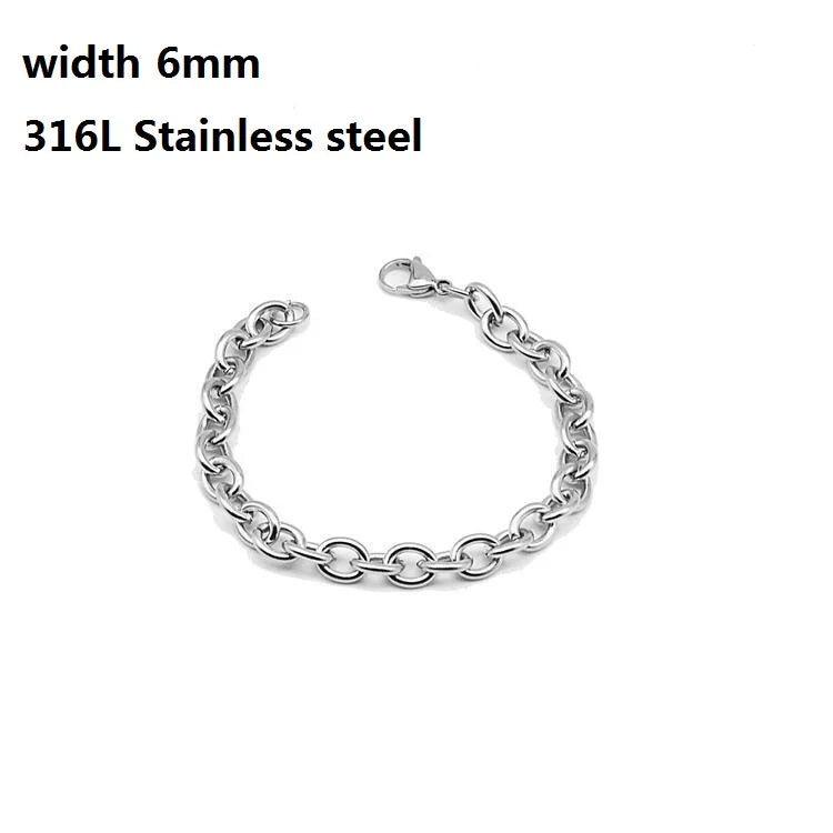 316L Stainless Steel Cuban Chain Bracelet – Unisex Vintage Figaro Punk K-pop Viking Jewelry Gift