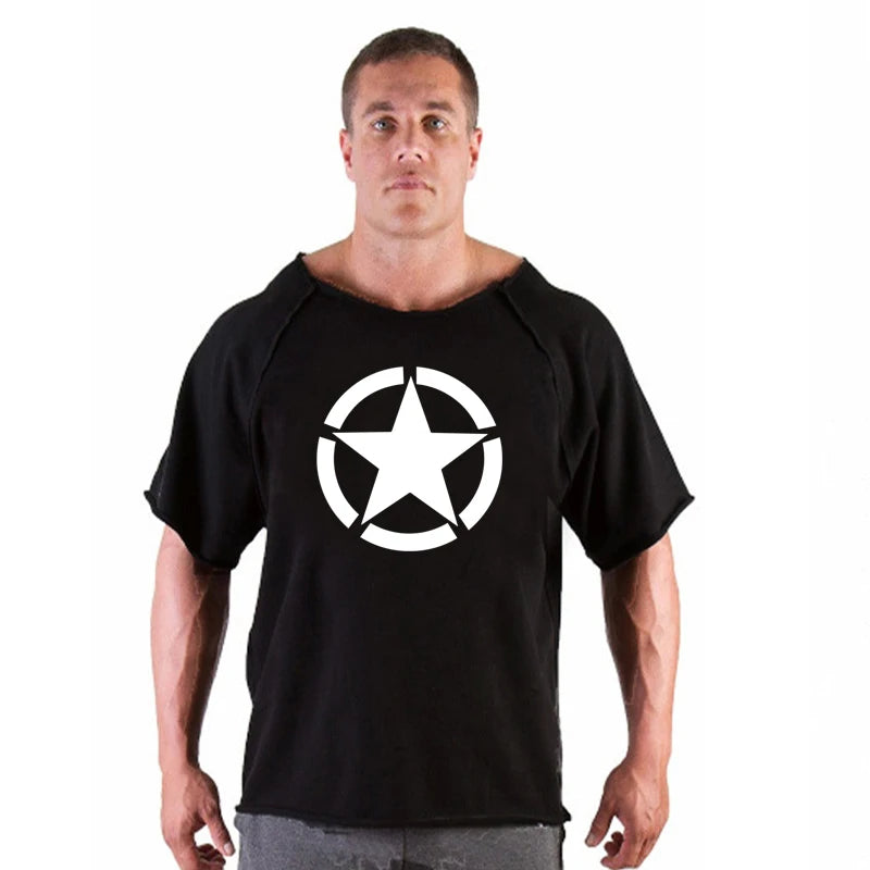 Men’s Gym & Fitness T-Shirt – Breathable, Oversized, Vintage Graphic Short Sleeve Cotton Top