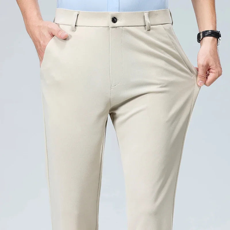 Mens Formal Dress Pants  Business Casual Suit Pants Black Navy Elastic Wrinkle Resistant  Long Pants Daily Work Pants
