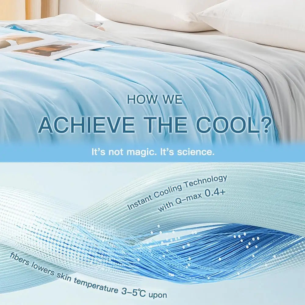 Cool Summer Blanket – Double-Sided Cooling Quilt, Silky Breathable Thin Comforter, Queen Size