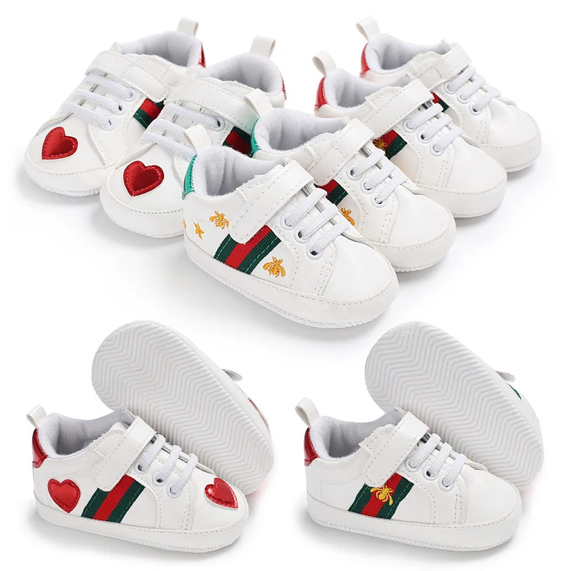 White Soft-Soled Baby Shoes — Non-Slip Sneakers for Boys & Girls, Spring Baptism