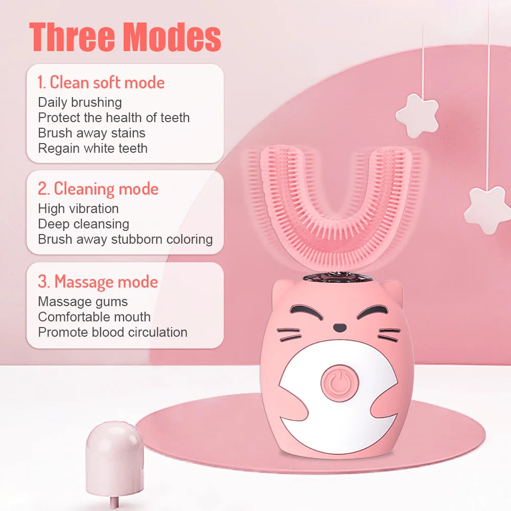 Kids U-Shaped Sonic Electric Toothbrush – 360° USB Rechargeable Cleaner