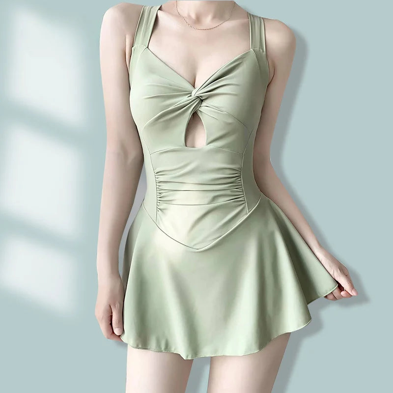 Women’s Solid Color Slimming One-Piece Swimsuit