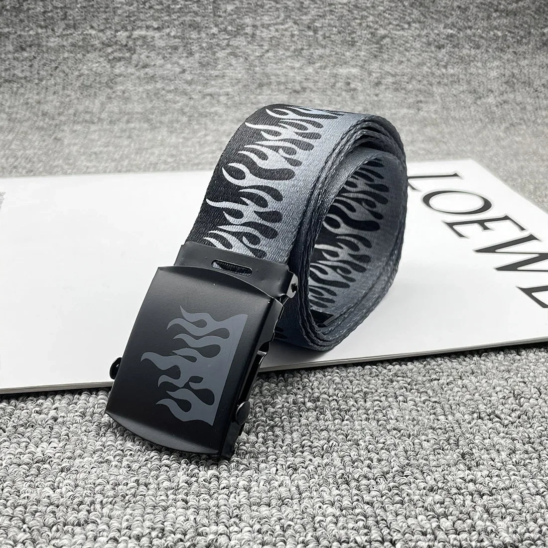 Creative  European American Flame Pattern Nylon Waist Belt – Adjustable & Wide Fit