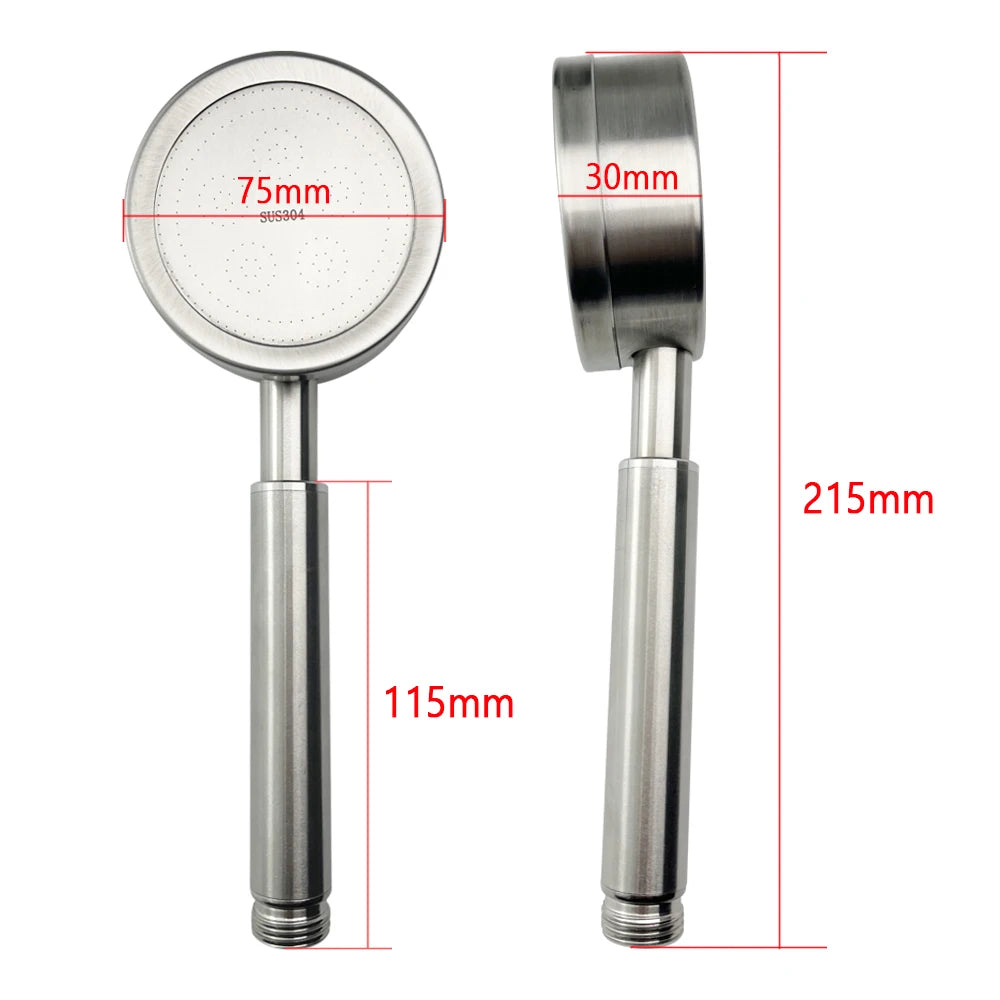Brushed Stainless Steel Handheld Shower Head – Pressurized Water-Saving Filter Design