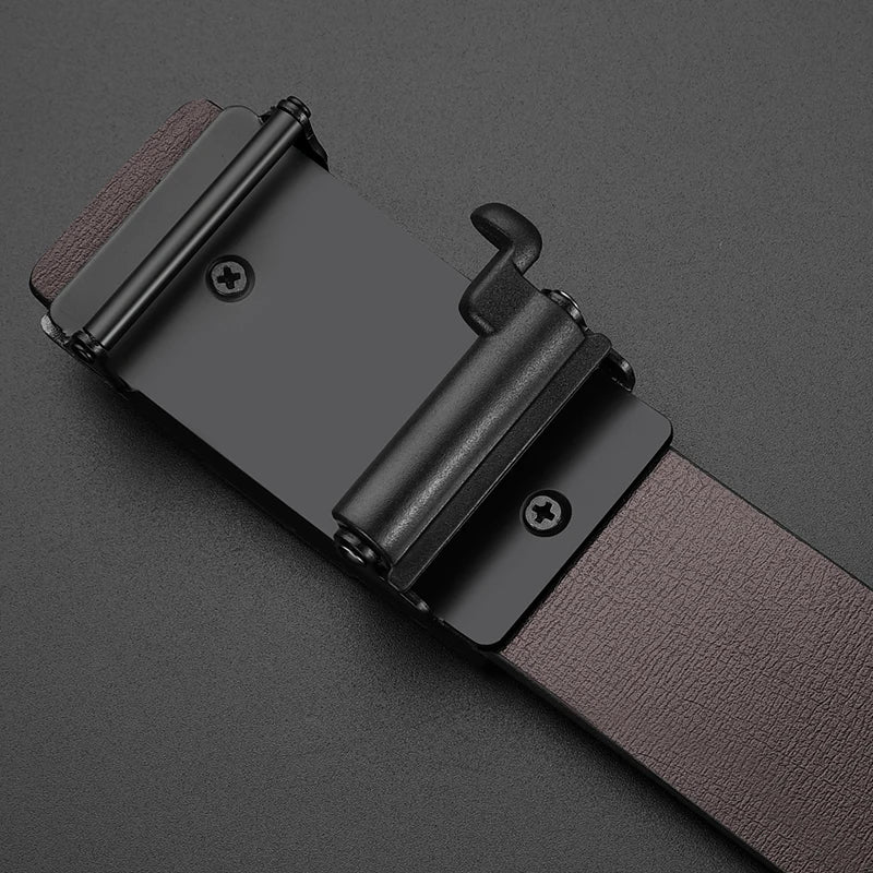 Men’s Business Belt — PU Leather with Alloy Automatic Buckle, Fashion Luxury Strap for Jeans & Formal Wear