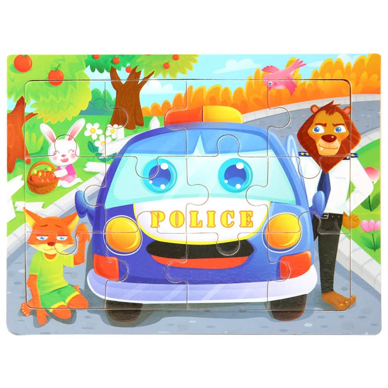 12-Piece Wooden Animal Jigsaw Puzzle – Montessori Educational Toy for Baby or Kids