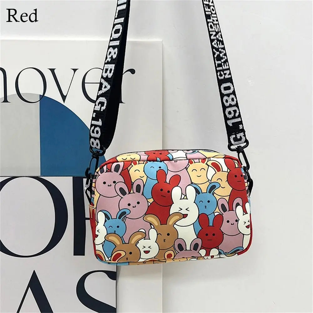 Cute Cartoon Rabbit Oxford Bag – Small Square, Large Capacity Shoulder & Messenger Bag for Women and Girls.