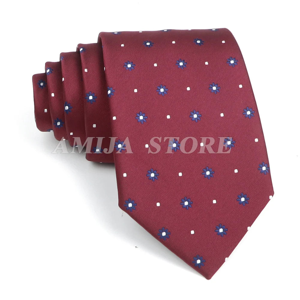 Men’s Jacquard Neck Ties 7cm – Floral & Stripe Design Necktie for Wedding, Party, Business & Daily Wear Gift