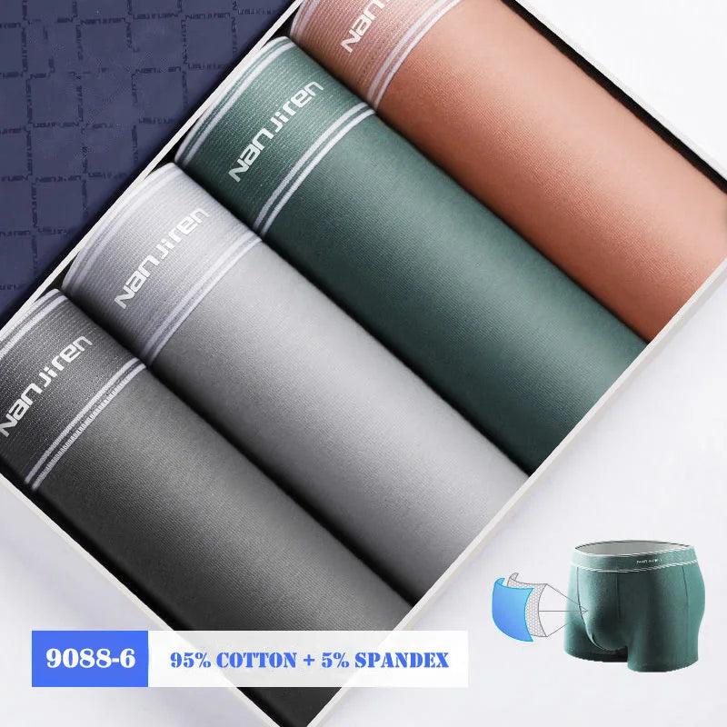 4-Pack Men's Cotton Boxer Briefs – Solid, U-Convex, Plus Size L-6XL