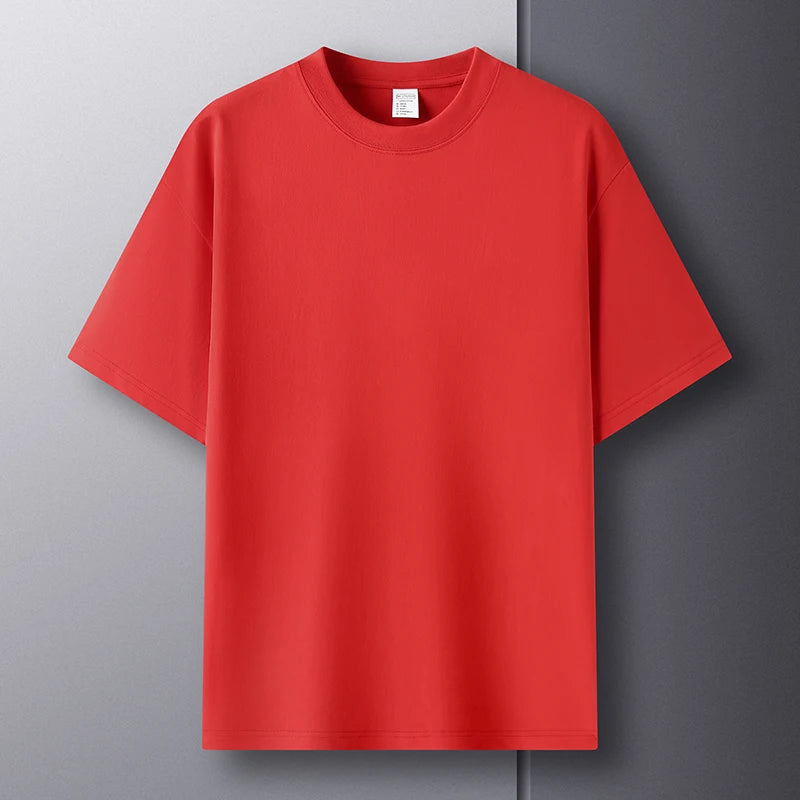 Men’s Summer Cotton T-Shirt – Casual, Loose Fit, Double Line Design
