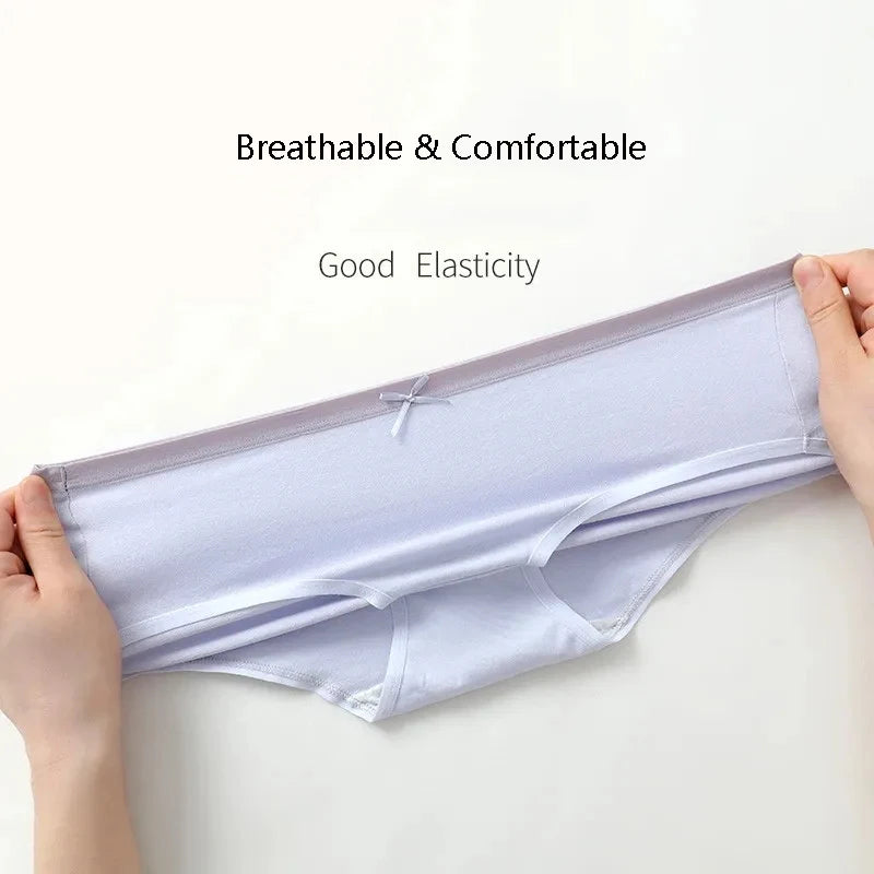 7Pcs Women’s Cotton Panties – Breathable Low-Waist Briefs with Cute Bow, Soft Comfortable Lingerie
