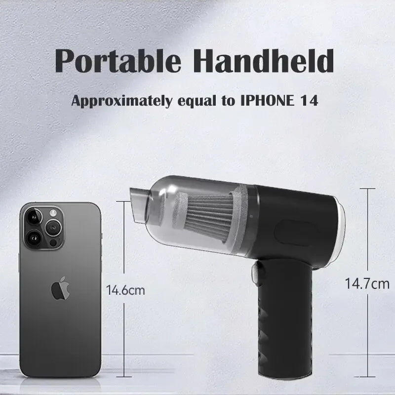9000Pa Wireless Car Vacuum – USB Rechargeable Mini Cleaner