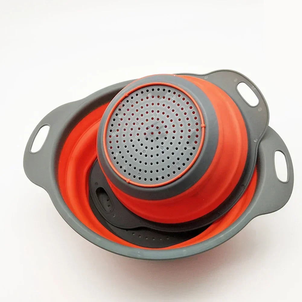 Silicone Foldable Colander – Collapsible Fruit & Veggie Strainer Basket