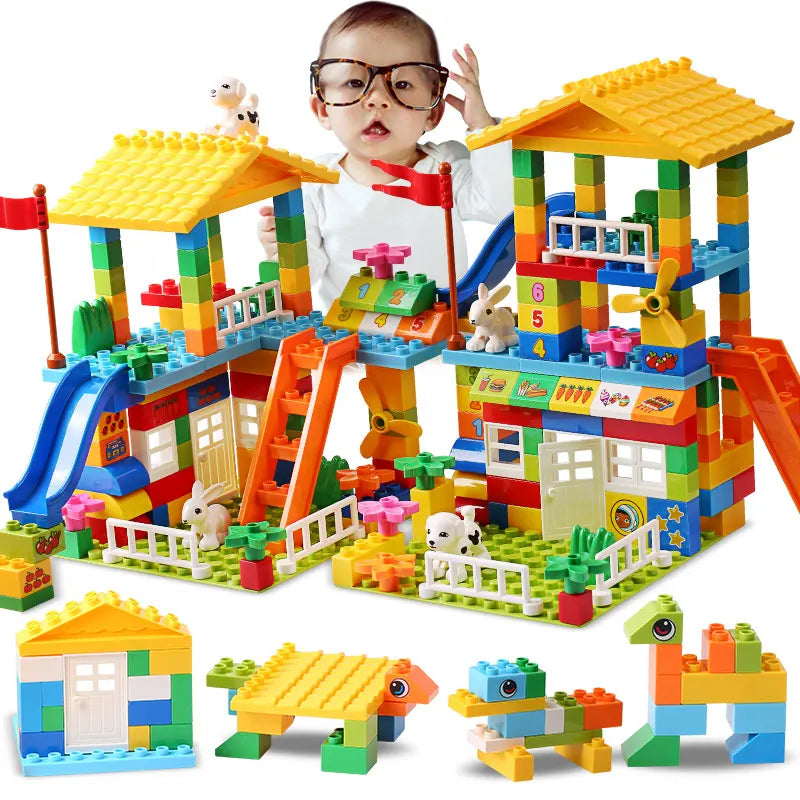 153PCS Large Roof & Slide Blocks – City House Set