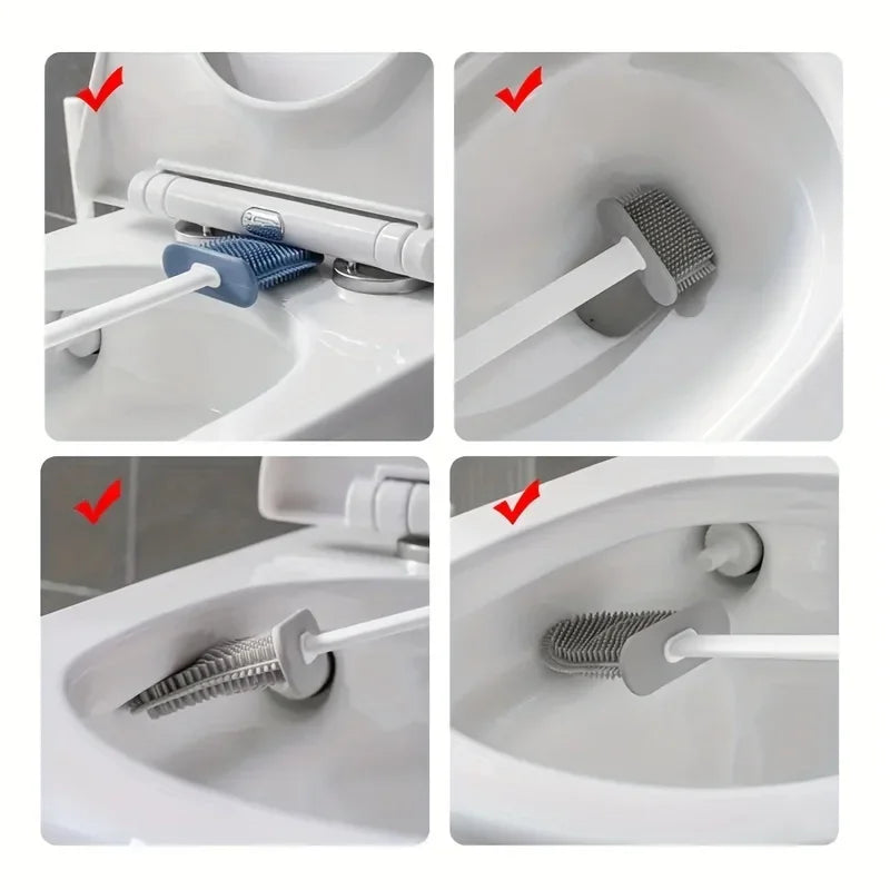 Bathroom Cleaning Set – Wall-Mounted Silicone & Long-Handle Brushes
