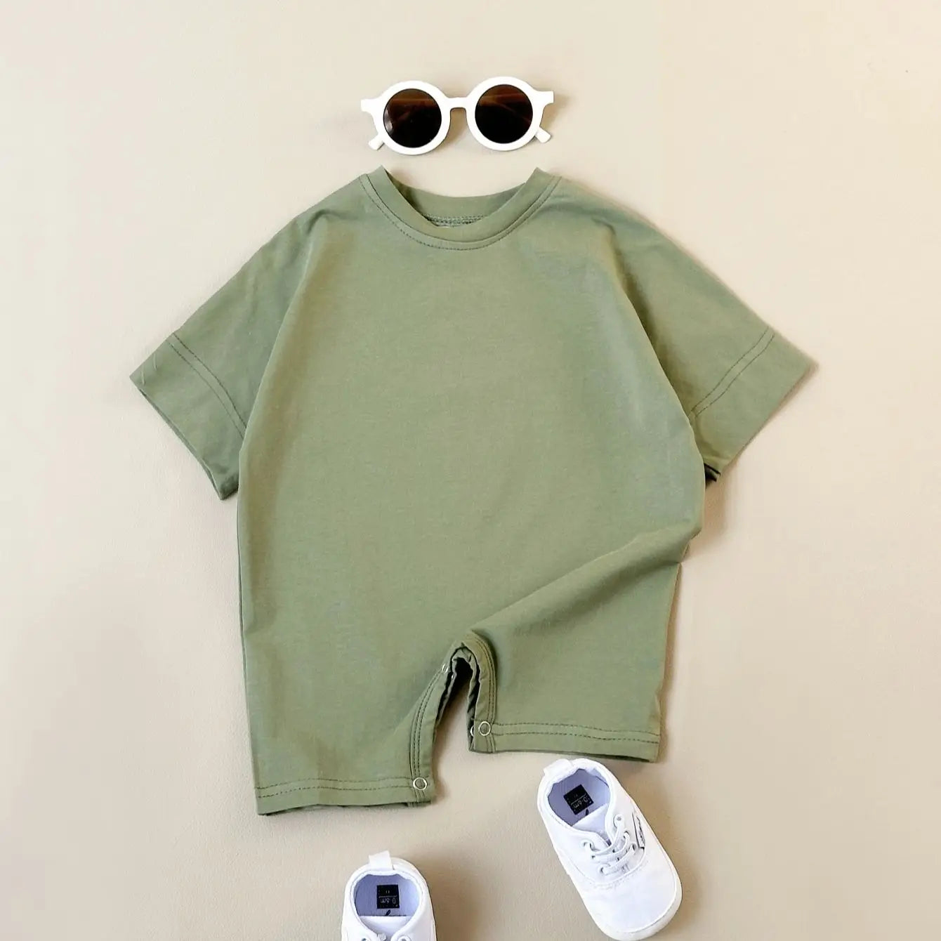 Baby Boy Romper — Summer Newborn Short Sleeve Ribbed Jumpsuit Playsuit