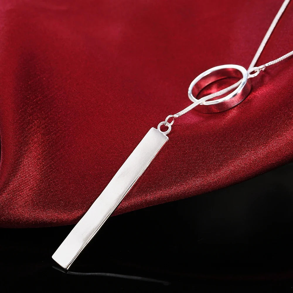 New 925 Sterling Silver Round Pendant Necklace for Women – 18 Inch Chain