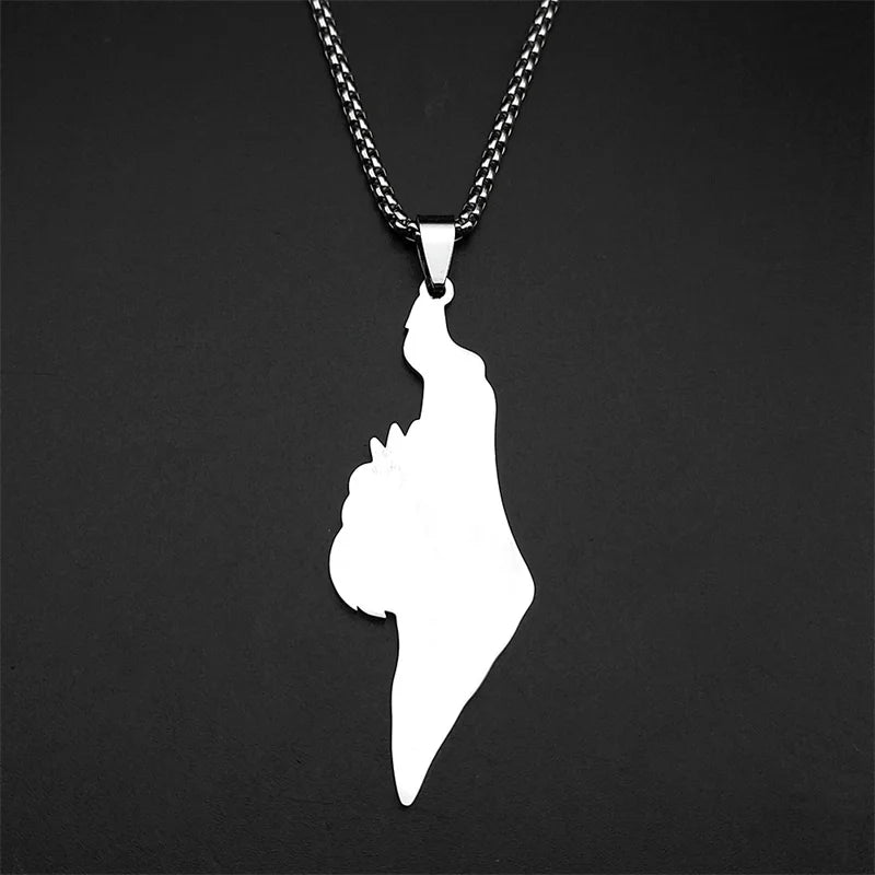 Israel Map Lion of Judah Star of David Pendant Necklace – Gold Stainless Steel.
