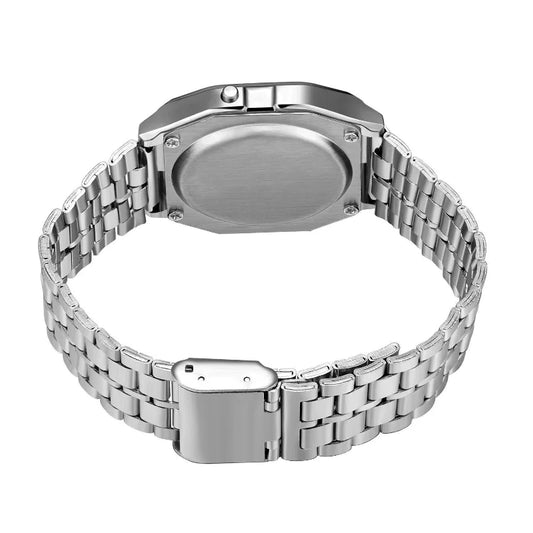 F91W Steel Band LED Digital Watch — Unisex Business & Sports Electronic Clock (Non-Waterproof)
