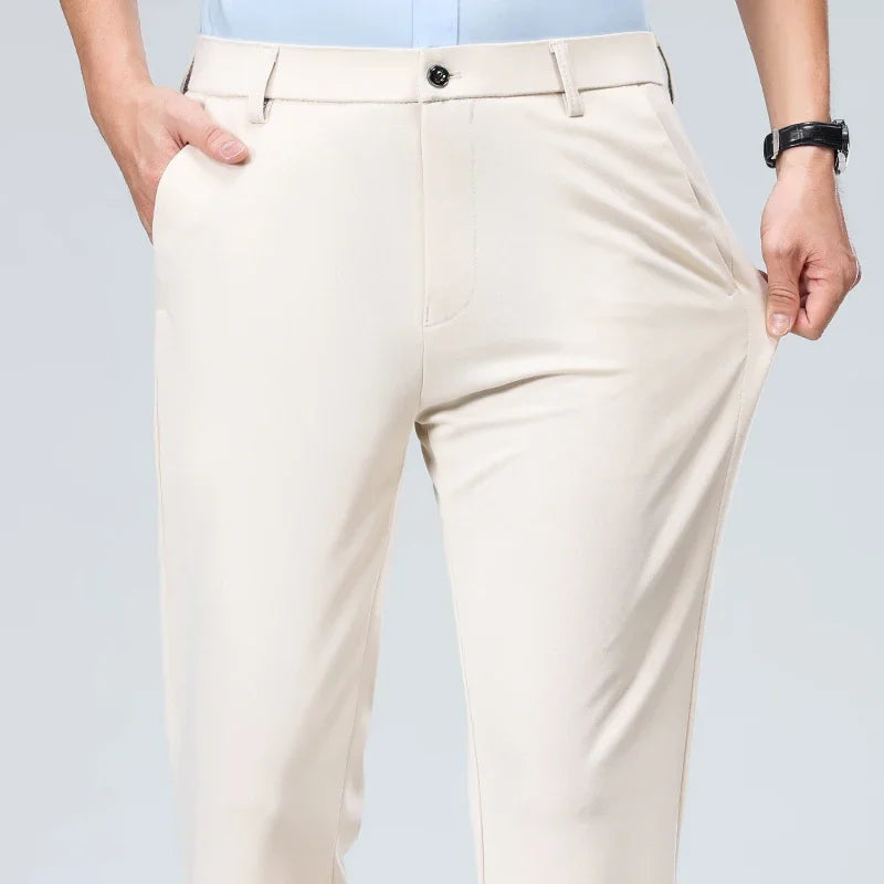 Mens Formal Dress Pants  Business Casual Suit Pants Black Navy Elastic Wrinkle Resistant  Long Pants Daily Work Pants