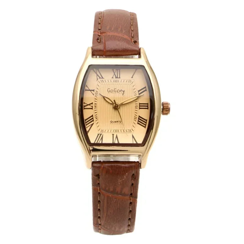 Women’s Small Retro Leather Quartz Bracelet Watch