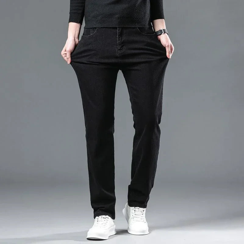 Men's Black Straight-Leg Jeans – Slim Fit Streetwear