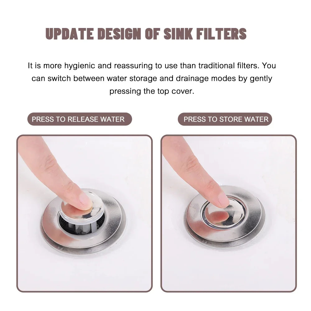 Stainless Steel Floor Drain Filter – Hair Catcher & Anti-Odor Pop-Up Sink Plug
