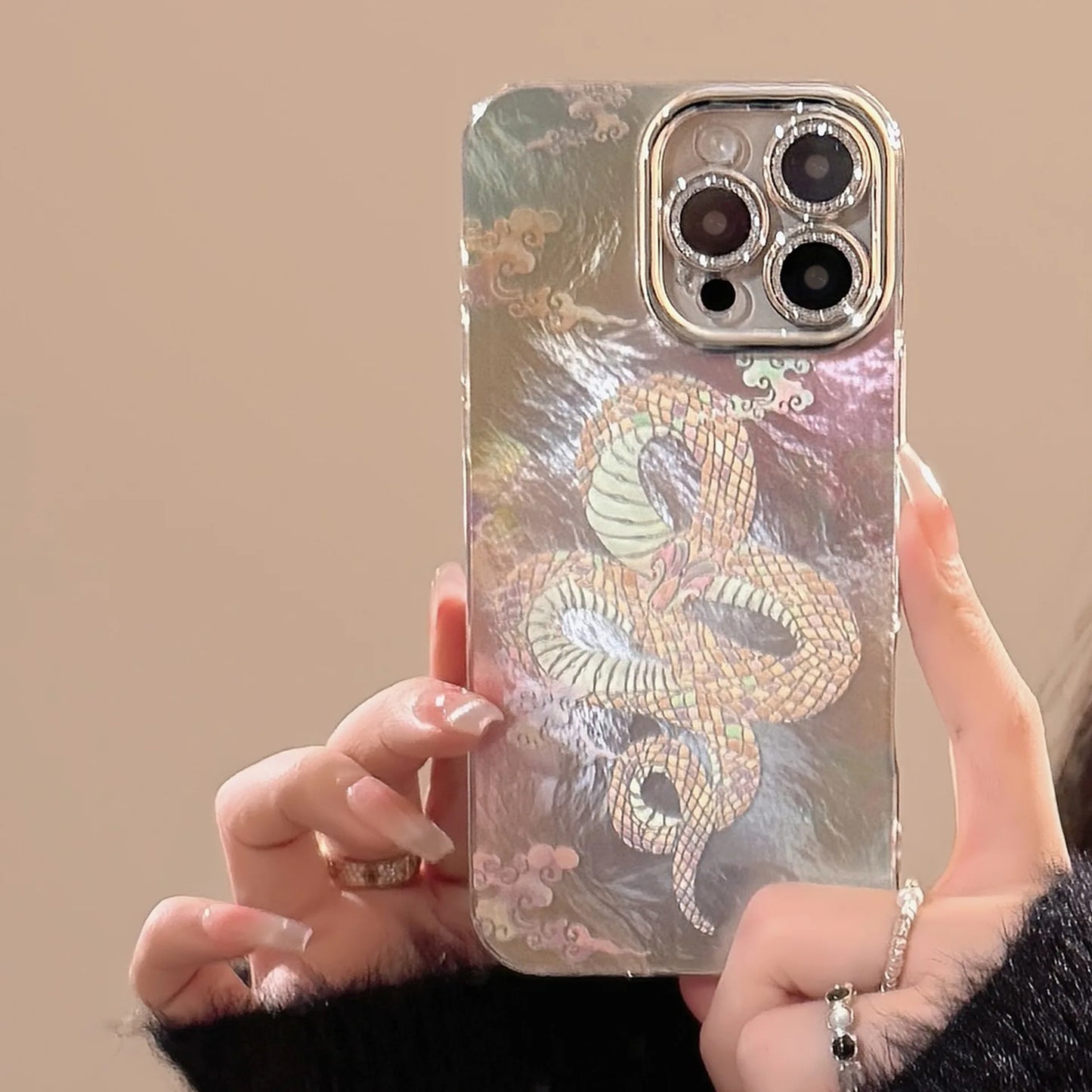 2025 Chinese Auspicious Snake iPhone Case – Shockproof Protective Cover