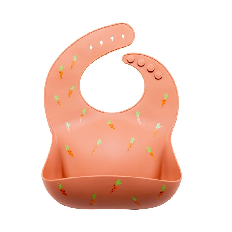 Baby Silicone Bib – Waterproof, Soft, Adjustable Feeding Bib for Toddlers, Boys & Girls