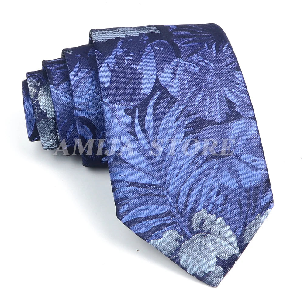 Men’s Jacquard Neck Ties 7cm – Floral & Stripe Design Necktie for Wedding, Party, Business & Daily Wear Gift