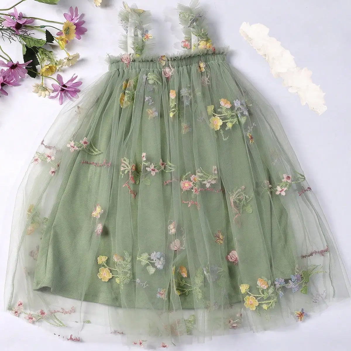 Toddler Girls Floral Tutu Dress with Headband