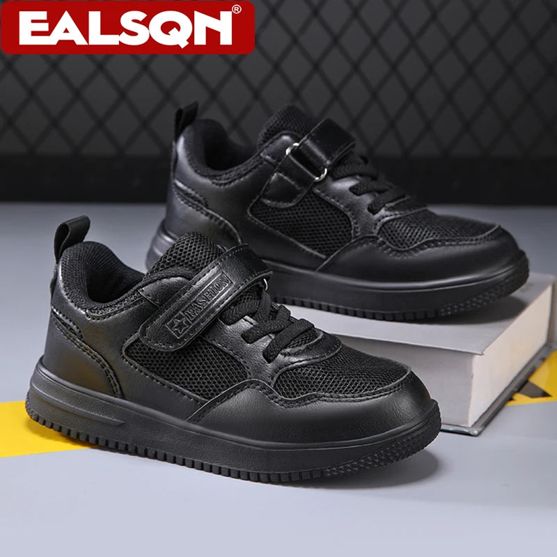 Kids’ Black Sports Shoes – Lightweight, Breathable, Non-Slip Walking Sneakers