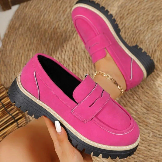 Women’s Fashion Loafers – 2025 Spring/Autumn Low-Top Thick Heel Casual Shoes (36–43)