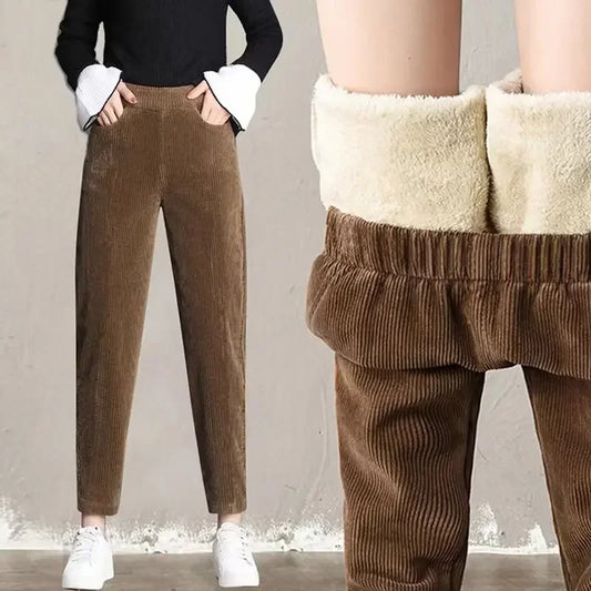 Women’s Plush Corduroy Casual Pants for Winter