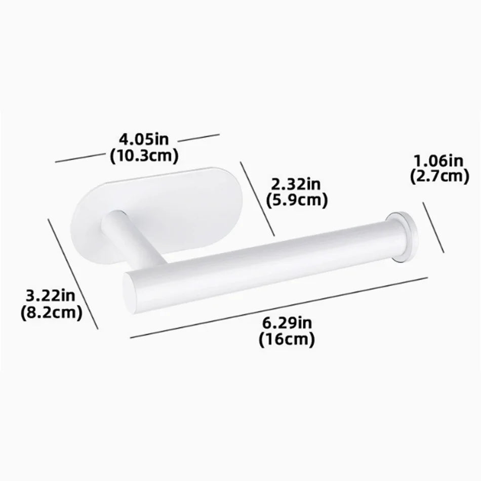 Adhesive Wall-Mounted Paper Holder – White, Black, or Gold Stainless Steel Toilet Tissue Rack