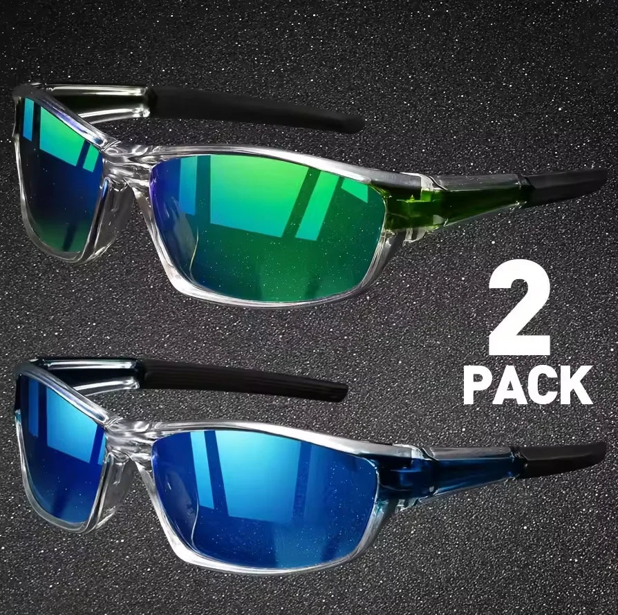 2 Pairs Men’s Sports Sunglasses for Cycling & Driving