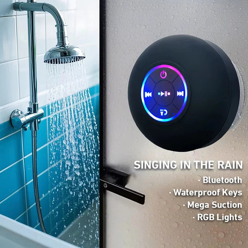 Portable Bluetooth Speaker – Waterproof LED Suction Cup Stereo