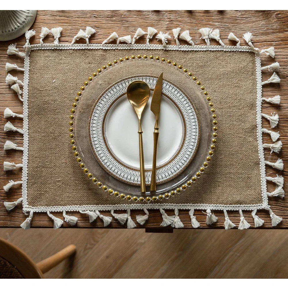 2 PCS Braided Jute Placemats – Heat-Resistant Farmhouse Table Mats