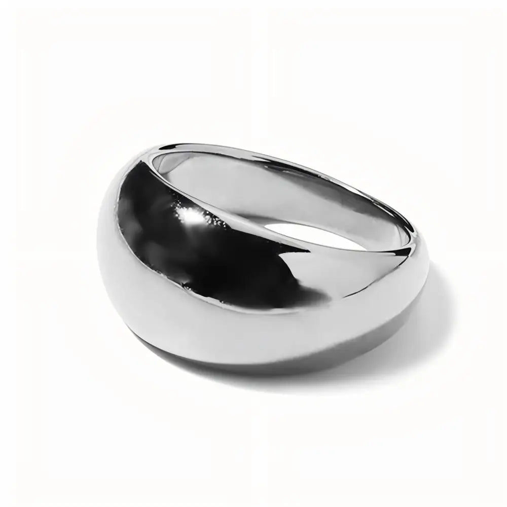 Women’s Stainless Steel Ring – Wide Gold Color, Waterproof