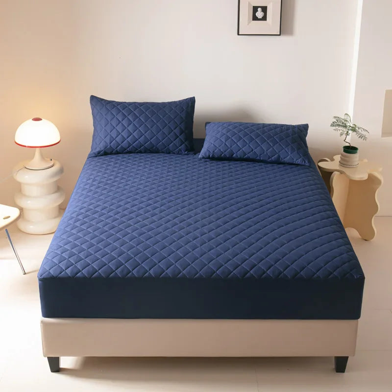Waterproof Quilted Fitted Bed Sheet – 360° Elastic Mattress Protector, Single/Double/Queen/King