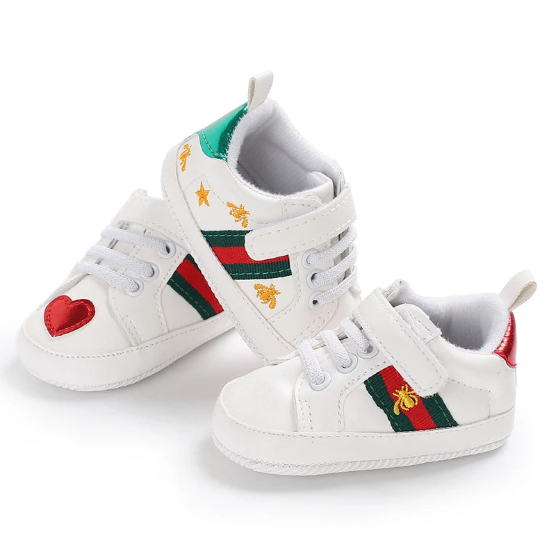 White Soft-Soled Baby Shoes — Non-Slip Sneakers for Boys & Girls, Spring Baptism