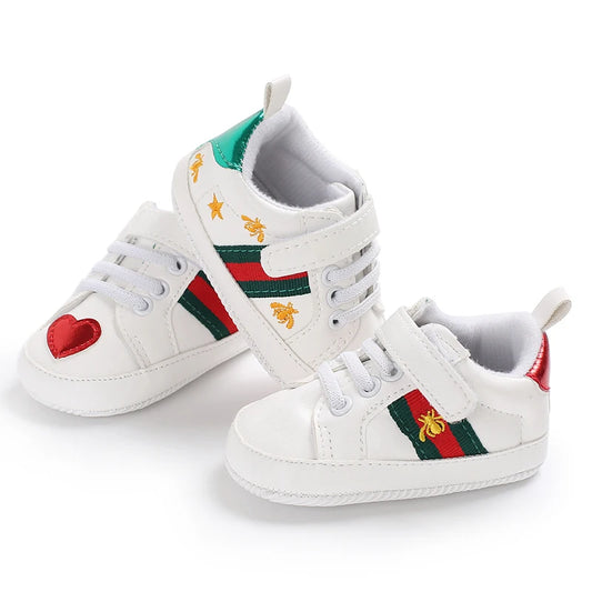 White Soft-Soled Baby Shoes — Non-Slip Sneakers for Boys & Girls, Spring Baptism