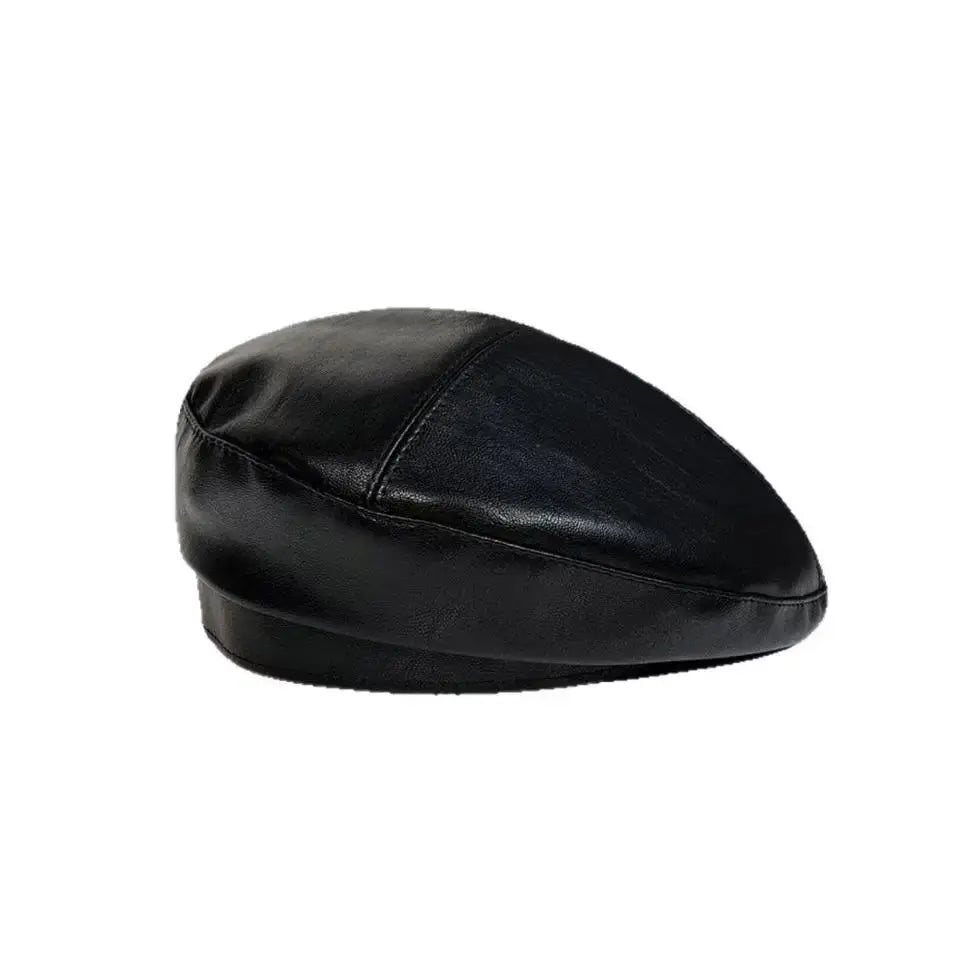 Women’s Octagonal Leather Beret – Vintage Painter Style Hat