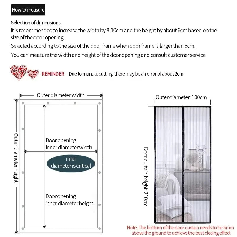 Magnetic Mosquito Net Door Curtain – Insect Proof Mesh Screen with Automatic Closing for Easy Entry & Fresh Air Flow