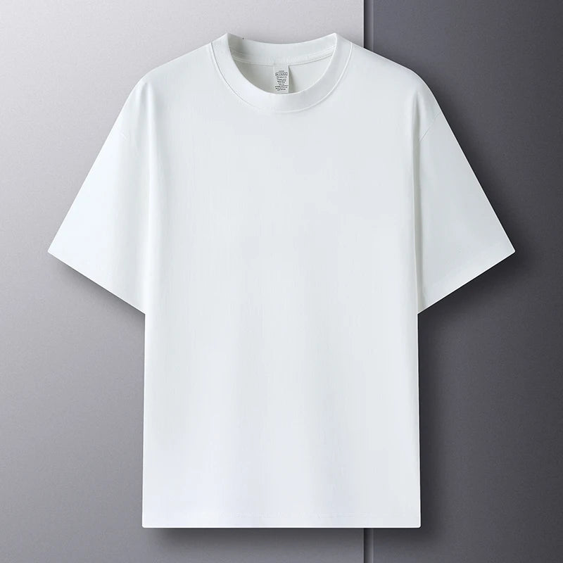 Men’s Summer Cotton T-Shirt – Casual, Loose Fit, Double Line Design