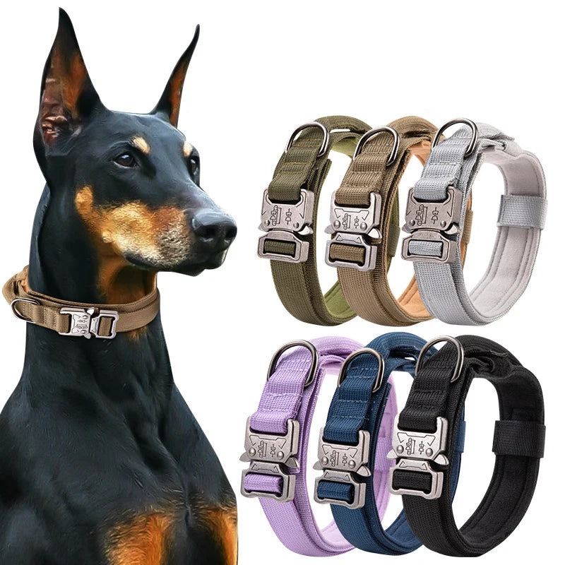 Durable Tactical Nylon Dog Collar – Adjustable for Medium & Large Dogs