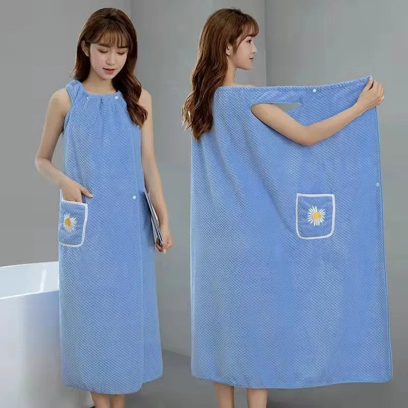Women’s Wearable Bath Towel Wrap – Quick-Dry Absorbent Bathrobe.