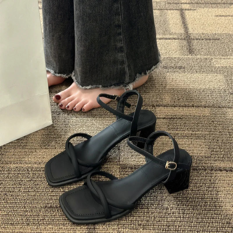 2024 Summer Retro Chunky Non-slip Sandals, 5cm Heels, Beach Style